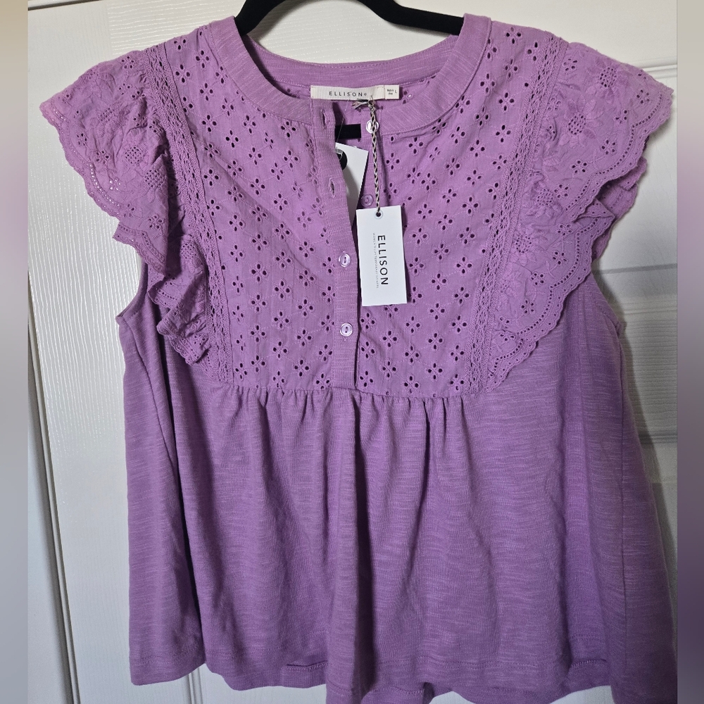 🐦Ellison large Purple blouse NWT - Picture 1 of 3